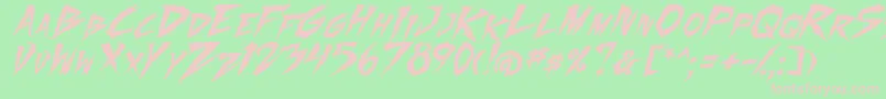 FightingSpirit2Ital-fontti – vaaleanpunaiset fontit vihreällä taustalla
