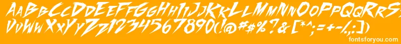 FightingSpirit2Ital-Schriftart – Weiße Schriften auf orangefarbenem Hintergrund