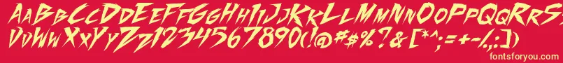 FightingSpirit2Ital Font – Yellow Fonts on Red Background