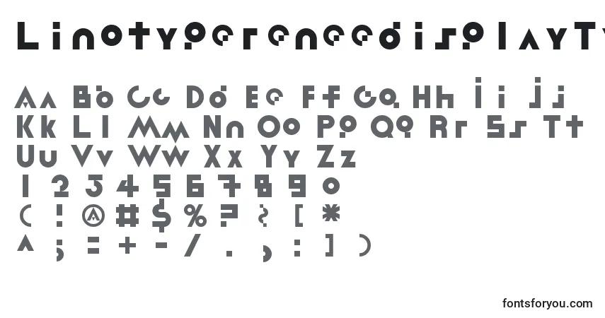 LinotypereneedisplayTypes-fontti – aakkoset, numerot, erikoismerkit