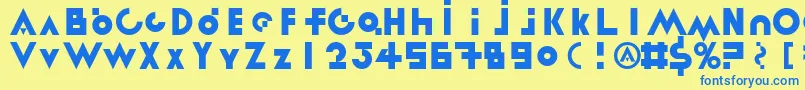 LinotypereneedisplayTypes-Schriftart – Blaue Schriften auf gelbem Hintergrund