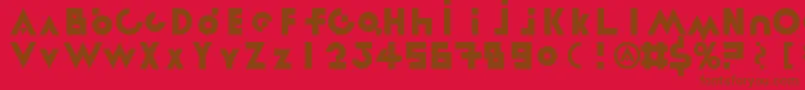 LinotypereneedisplayTypes-Schriftart – Braune Schriften auf rotem Hintergrund