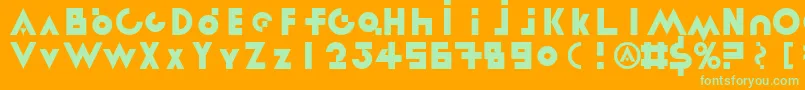 Fonte LinotypereneedisplayTypes – fontes verdes em um fundo laranja