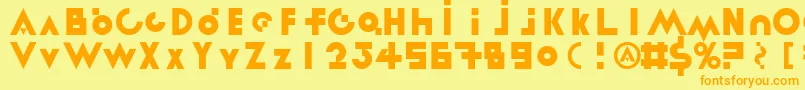 フォントLinotypereneedisplayTypes – オレンジの文字が黄色の背景にあります。