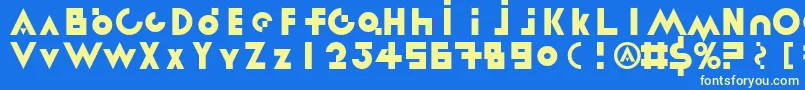 LinotypereneedisplayTypes Font – Yellow Fonts on Blue Background