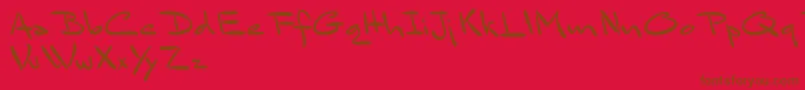 BluelminSandsfort-Schriftart – Braune Schriften auf rotem Hintergrund