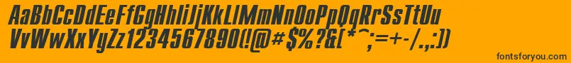 UkrainiancompactBolditalic Font – Black Fonts on Orange Background