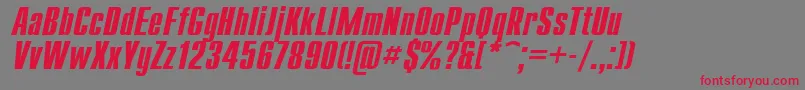 UkrainiancompactBolditalic Font – Red Fonts on Gray Background