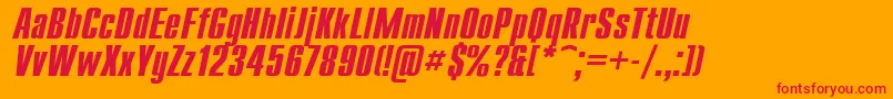UkrainiancompactBolditalic Font – Red Fonts on Orange Background