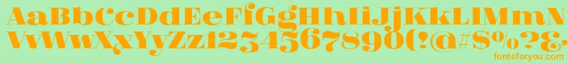 FatFlamingo5-fontti – oranssit fontit vihreällä taustalla