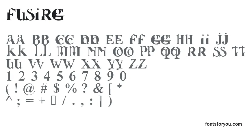 Schriftart Fusirg – Alphabet, Zahlen, spezielle Symbole