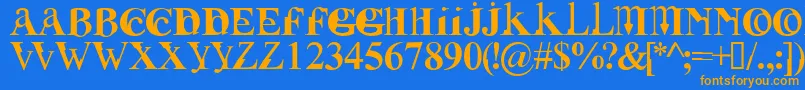 フォントFusirg – オレンジ色の文字が青い背景にあります。