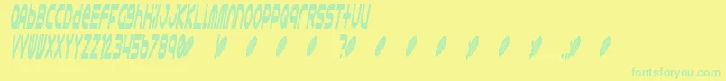Fonte Astro868 – fontes verdes em um fundo amarelo