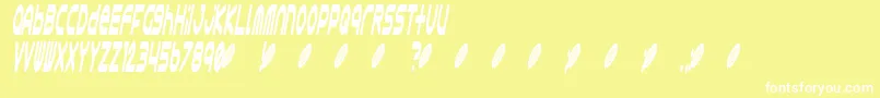 Astro868-Schriftart – Weiße Schriften auf gelbem Hintergrund
