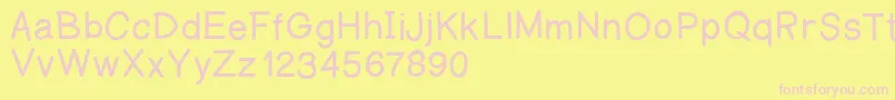 Amanoregulold-fontti – vaaleanpunaiset fontit keltaisella taustalla