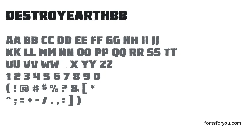 A fonte Destroyearthbb – alfabeto, números, caracteres especiais