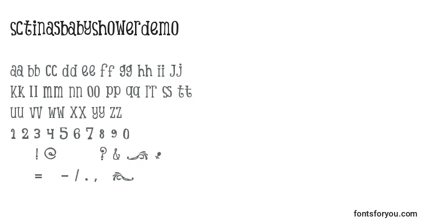 Schriftart ScTinasBabyShowerDemo – Alphabet, Zahlen, spezielle Symbole