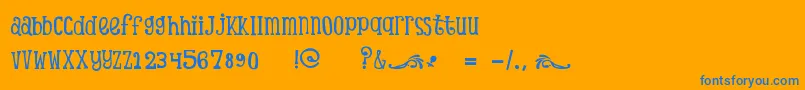 ScTinasBabyShowerDemo-Schriftart – Blaue Schriften auf orangefarbenem Hintergrund