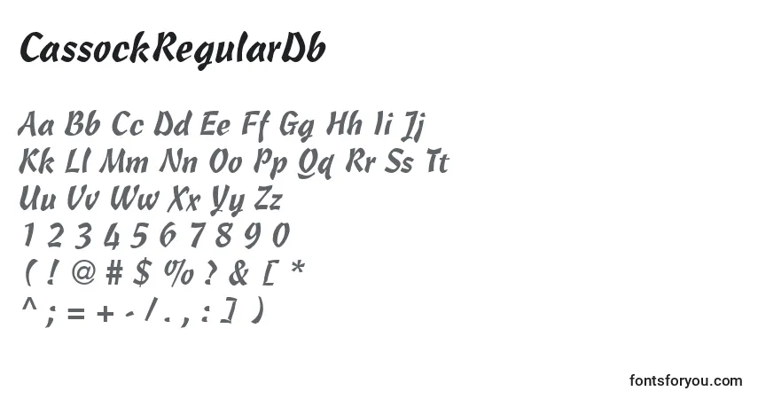 Шрифт CassockRegularDb – алфавит, цифры, специальные символы