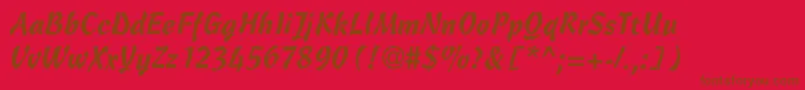 Fonte CassockRegularDb – fontes marrons em um fundo vermelho