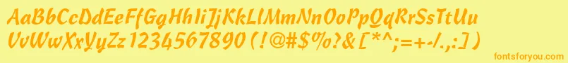 CassockRegularDb-Schriftart – Orangefarbene Schriften auf gelbem Hintergrund