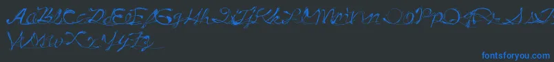 DrunkTattoo-Schriftart – Blaue Schriften auf schwarzem Hintergrund