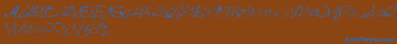 フォントDrunkTattoo – 茶色の背景に青い文字