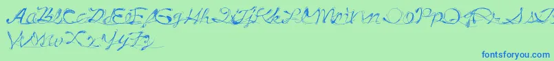 DrunkTattoo-Schriftart – Blaue Schriften auf grünem Hintergrund