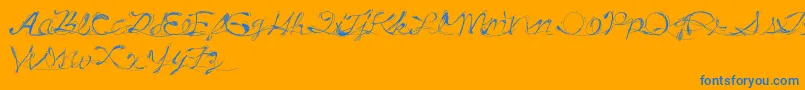 DrunkTattoo-Schriftart – Blaue Schriften auf orangefarbenem Hintergrund