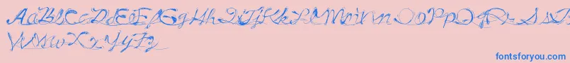 フォントDrunkTattoo – ピンクの背景に青い文字