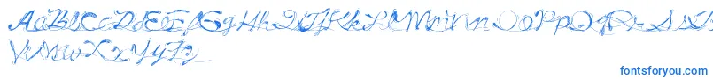 DrunkTattoo-Schriftart – Blaue Schriften auf weißem Hintergrund