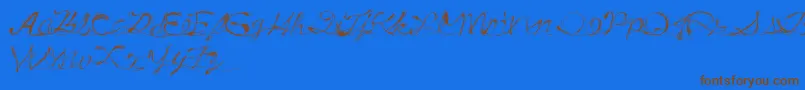 DrunkTattoo-Schriftart – Braune Schriften auf blauem Hintergrund