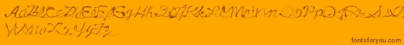 DrunkTattoo-Schriftart – Braune Schriften auf orangefarbenem Hintergrund