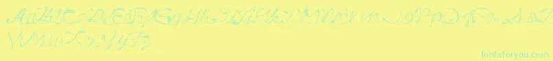 フォントDrunkTattoo – 黄色い背景に緑の文字