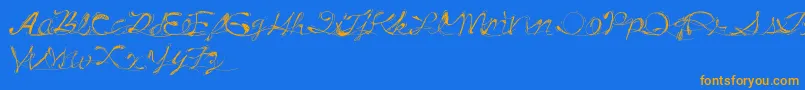 DrunkTattoo Font – Orange Fonts on Blue Background
