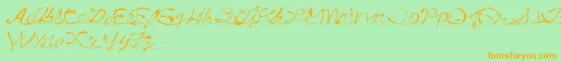 DrunkTattoo-Schriftart – Orangefarbene Schriften auf grünem Hintergrund