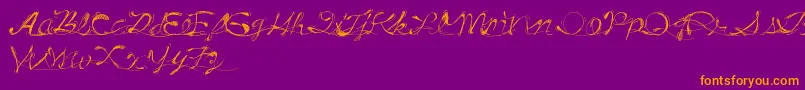 DrunkTattoo-Schriftart – Orangefarbene Schriften auf violettem Hintergrund