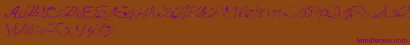 DrunkTattoo-Schriftart – Violette Schriften auf braunem Hintergrund