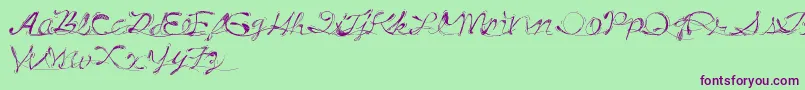 フォントDrunkTattoo – 緑の背景に紫のフォント