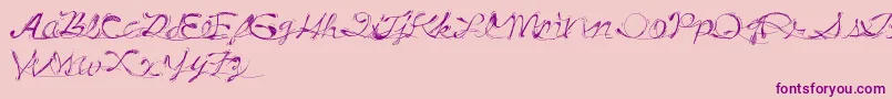 フォントDrunkTattoo – ピンクの背景に紫のフォント