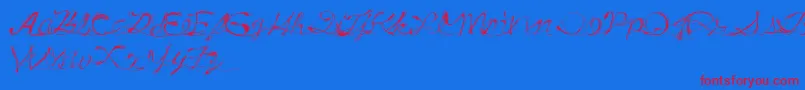 Czcionka DrunkTattoo – czerwone czcionki na niebieskim tle