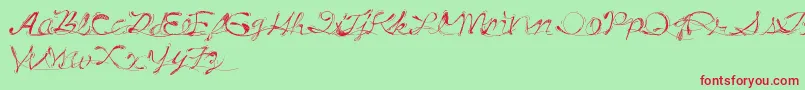 フォントDrunkTattoo – 赤い文字の緑の背景
