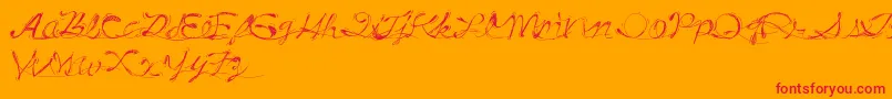 DrunkTattoo-Schriftart – Rote Schriften auf orangefarbenem Hintergrund