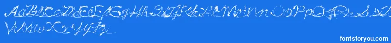 Czcionka DrunkTattoo – białe czcionki na niebieskim tle