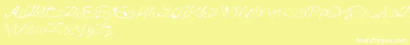 Czcionka DrunkTattoo – białe czcionki na żółtym tle