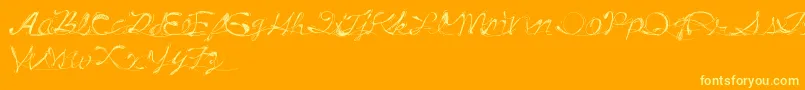 DrunkTattoo Font – Yellow Fonts on Orange Background