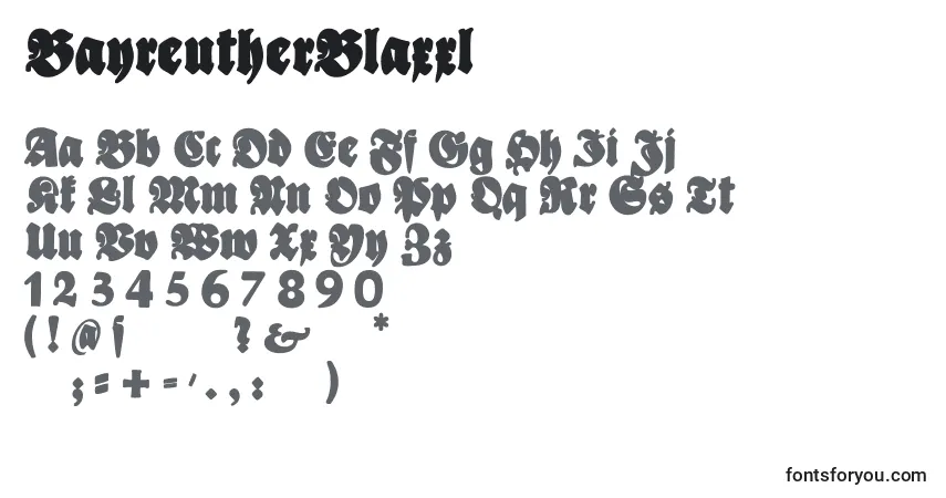 A fonte BayreutherBlaxxl – alfabeto, números, caracteres especiais