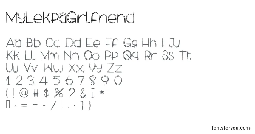 Czcionka MyLekpaGirlfriend – alfabet, cyfry, specjalne znaki