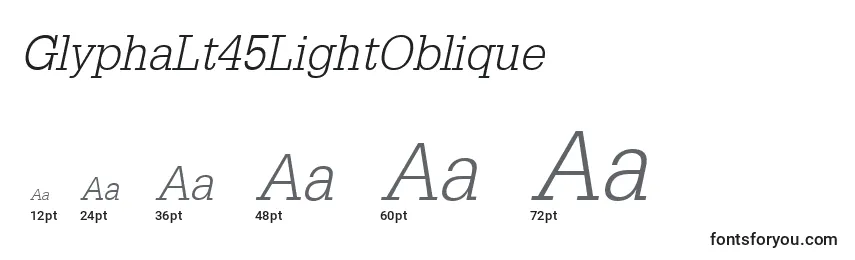 GlyphaLt45LightOblique Font Sizes