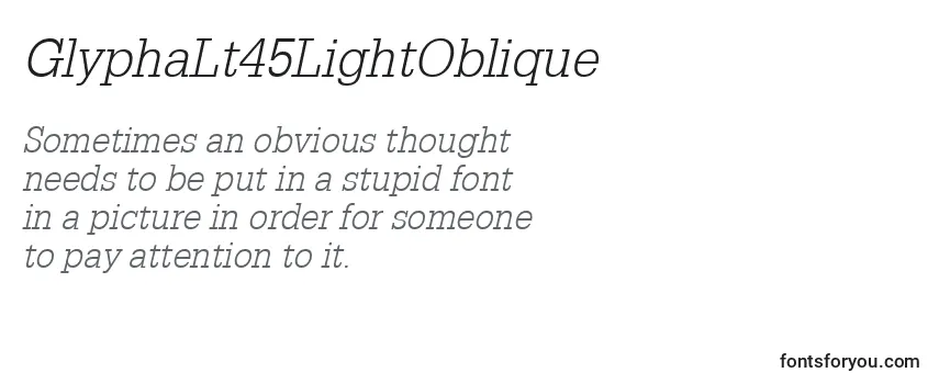 GlyphaLt45LightOblique Font